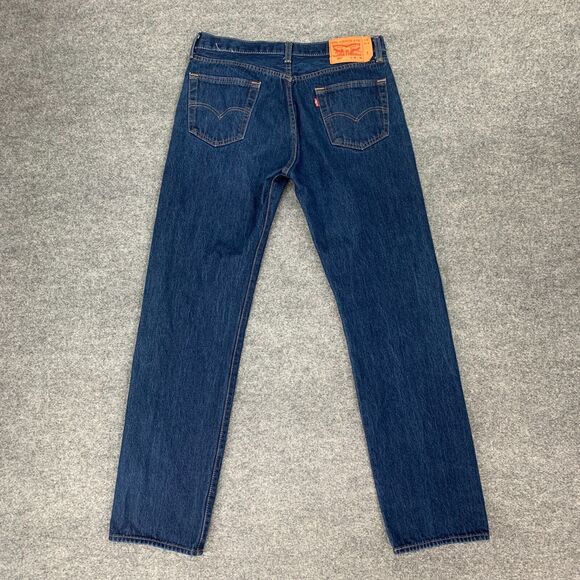 Levis 501 Jean Mens 36x32 Medium Wash Straight Leg Button Fly Overlock Stitch - Picture 6 of 10